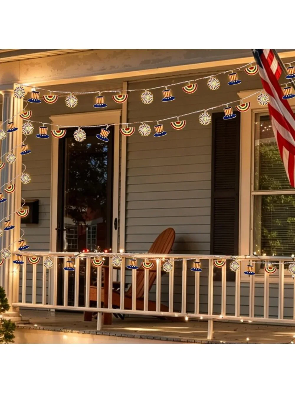 10FT Battery Operated 4th of July Lights | Patriotic Red, White & Blue Decor